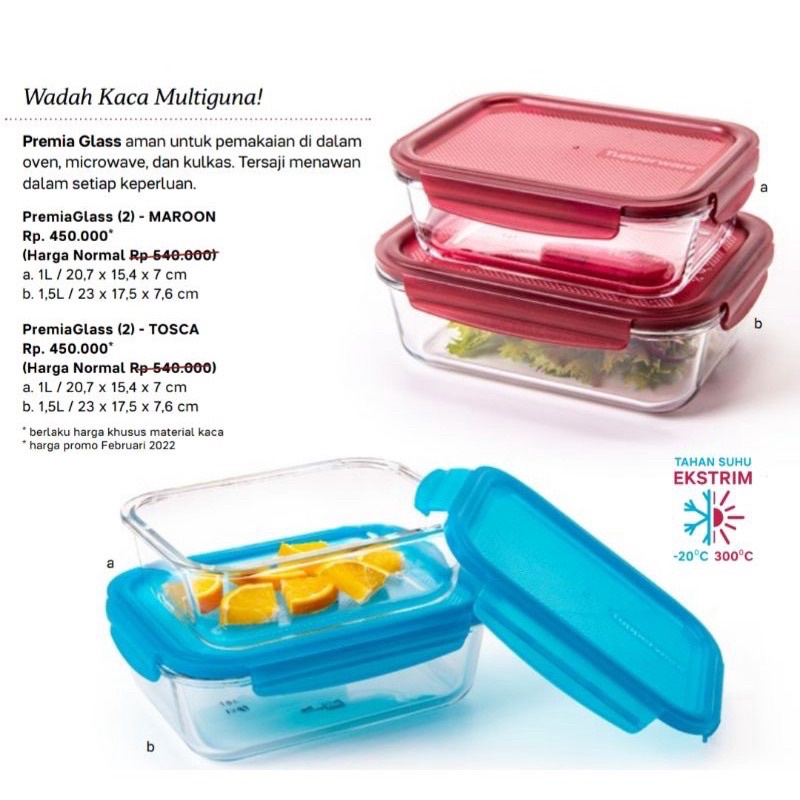 Jual Promo!! PremiaGlass Tupperware isi 2 Hk 540K | Shopee Indonesia