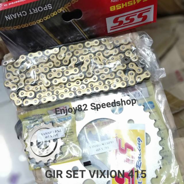 Jual Paket Gir Gear Set Depan Belakang Sss Rantai 415 Hsb Gold Untuk ...