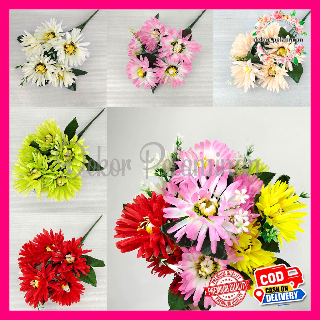 Jual Cod Bunga Crisan Artificial Cabang 5 Seruni Chrysanthemum