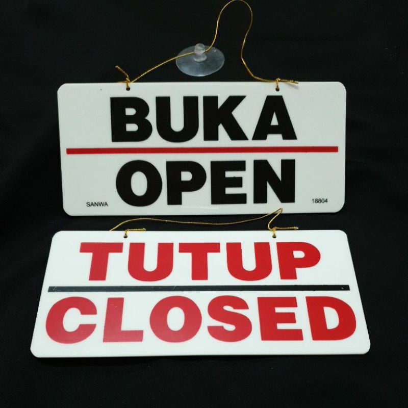 Jual Sign Board Label Peringatan Akrilik Acrylic Buka Open Closed Tutup ...