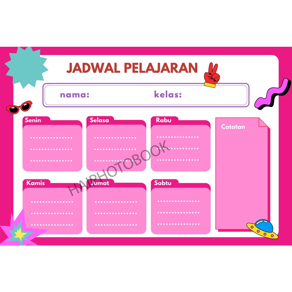 Jual JADWAL PELAJARAN ANAK / SCHOOL TIMETABLE / POSTER PELAJARAN / WiPE ...