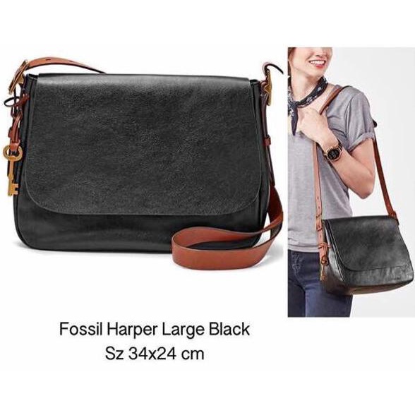 Tas Fossil Original . Fossil Harper Large Black Leather Promo Hari Ini