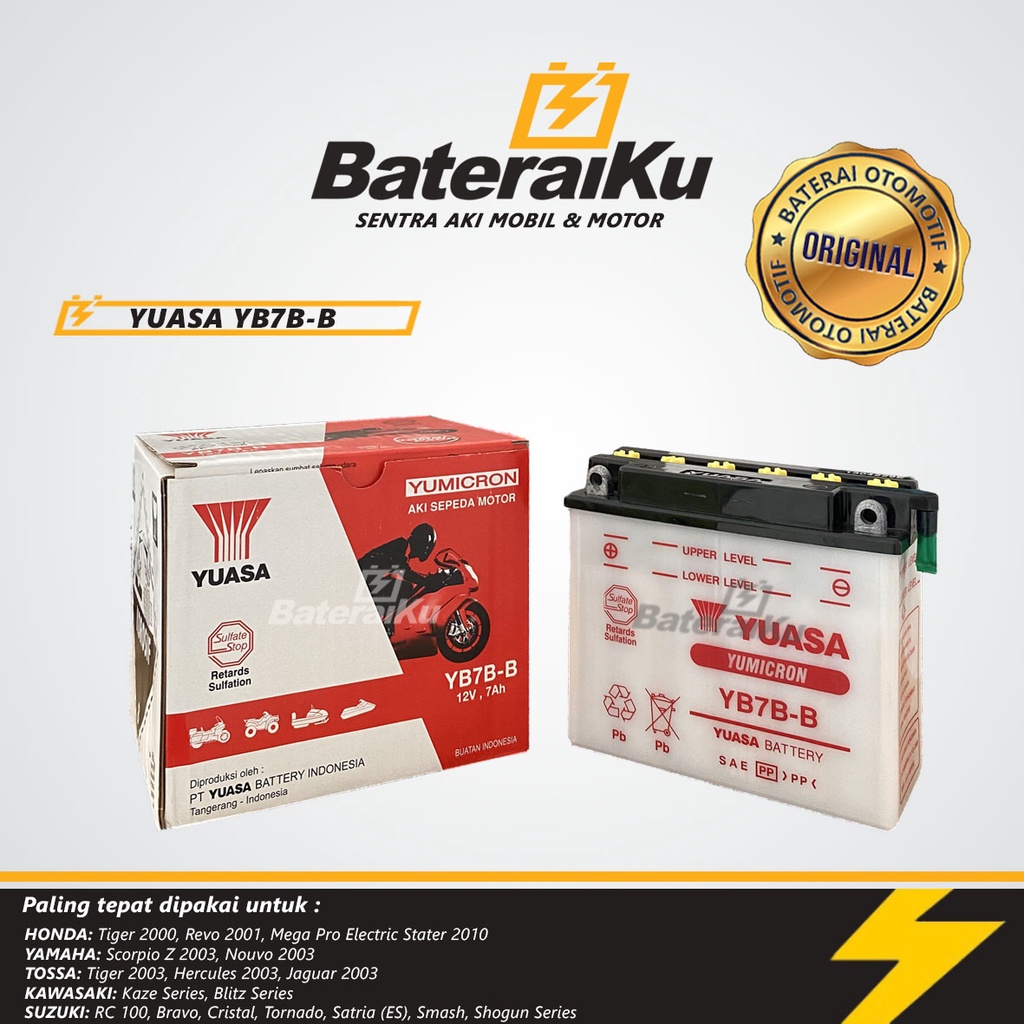 Jual Aki Yuasa Premium YB7B-B-BA Aki Basah Aki Motor Revo, Tiger