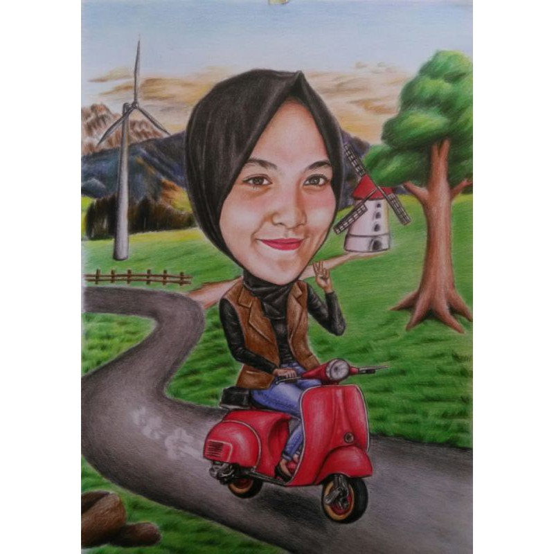 Jual Karikatur Naik Vespa Shopee Indonesia