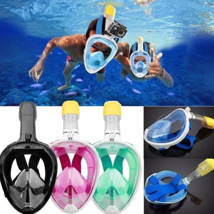 Jual Snorkle Snorkel Full Face Snorkeling Diving Mask Easy Breath ...