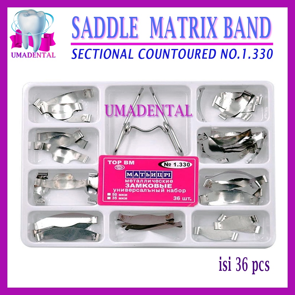 Jual Dental saddle matrix band sectional contoured no 1330 matriks matriks gigi posterior metal