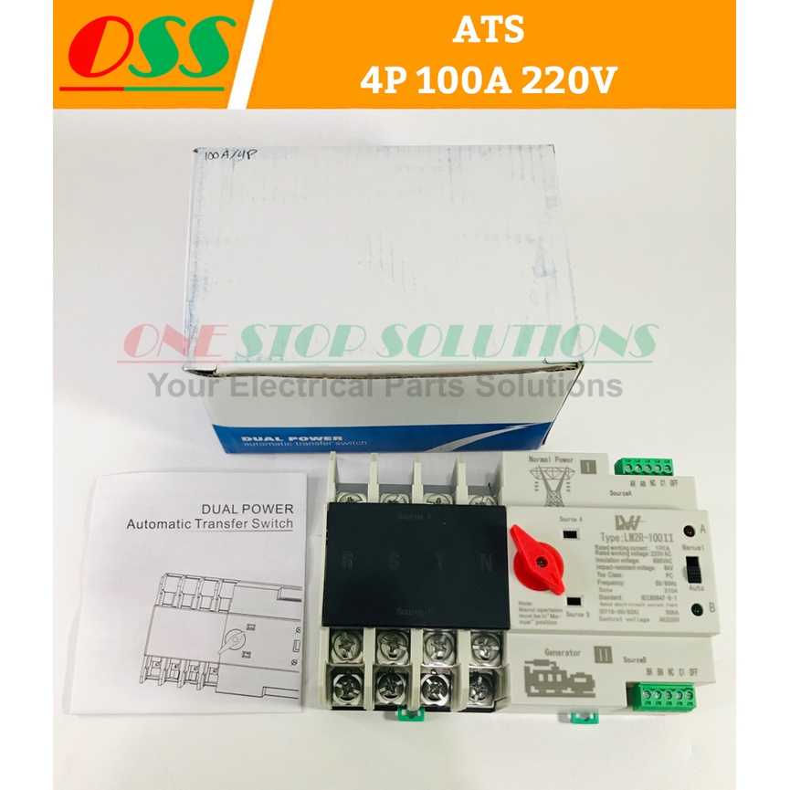 Jual ATS Automatic Transfer Switch 4P 100A 220V MCB Dual Power LW2R ...