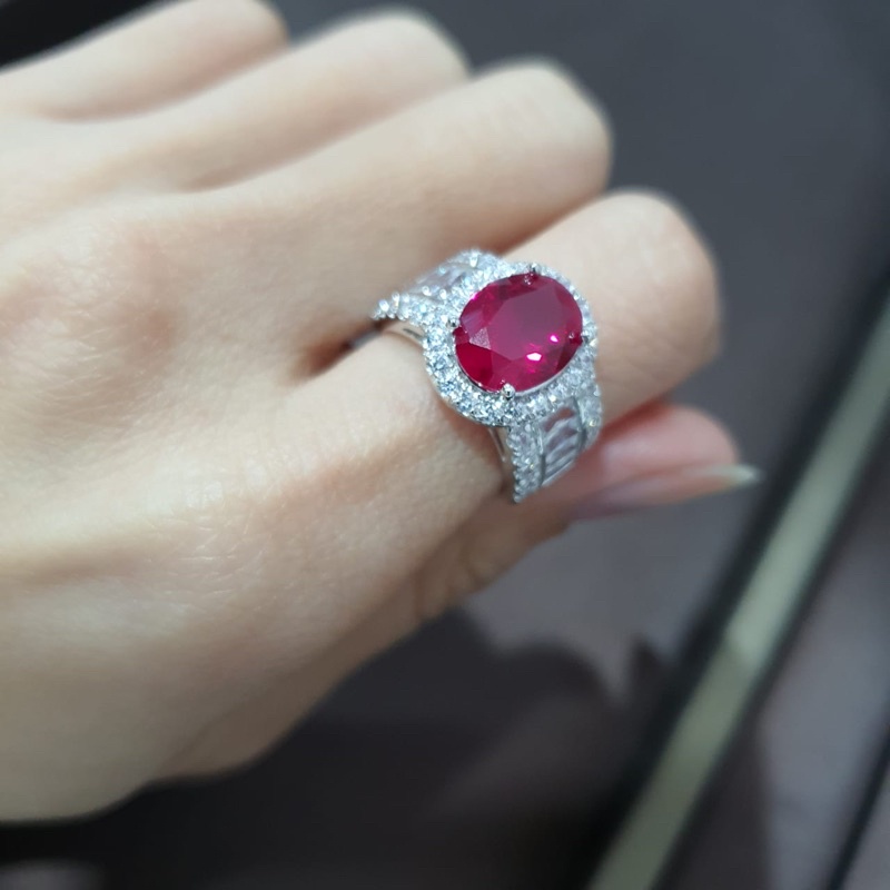 Jual Cincin berlian Ruby pigeon blood diamond lab roku | Shopee Indonesia