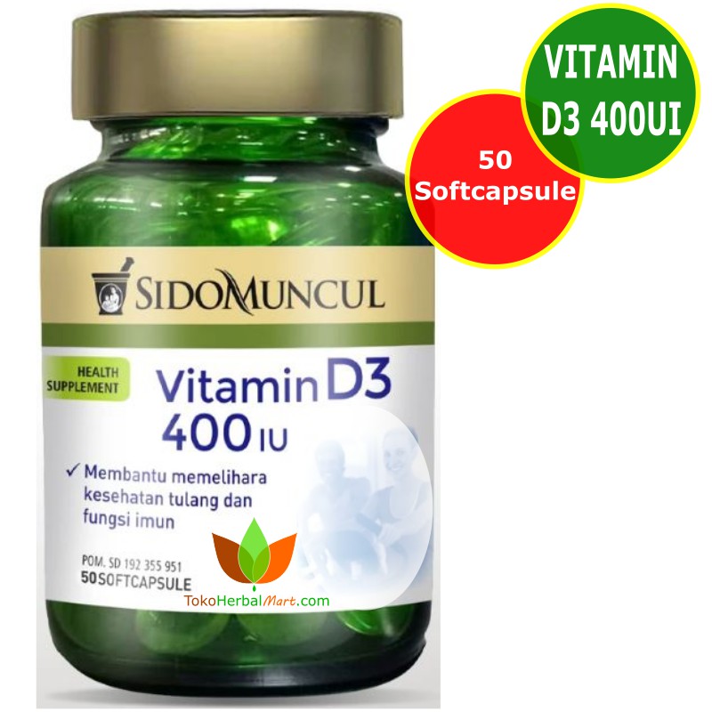 Jual 50 KAPSUL VITAMIN D3 400 IU SIDOMUNCUL, SOFTCAPSULE VIT D3400IU ...