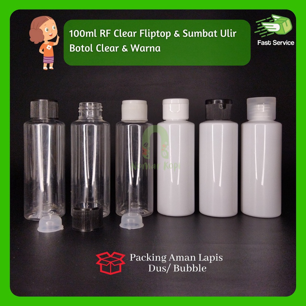 Jual Botol Ml Rf Clear Tutup Fliptop Dan Tutup Sumbat Ulir Neck