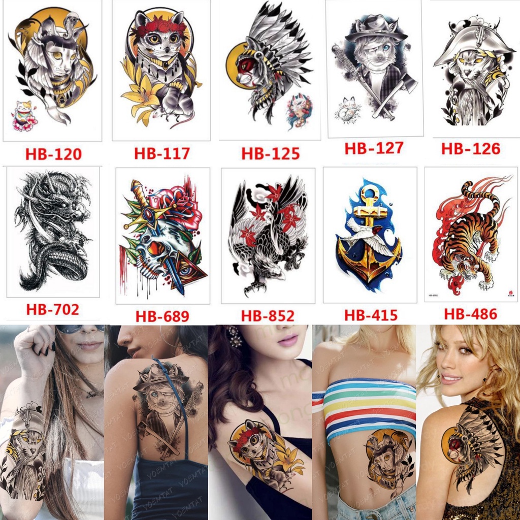 Jual Grosir Stiker Tato / Tato Temporer 21x15cm Motif Aesthetic Tatto ...