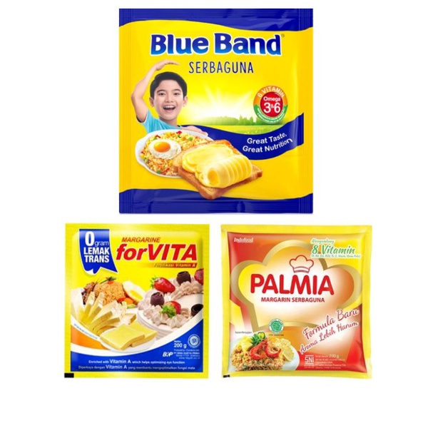 Jual Blue Band 200gr sachet Margarin / Simas Palmia 200gr / Forvita ...