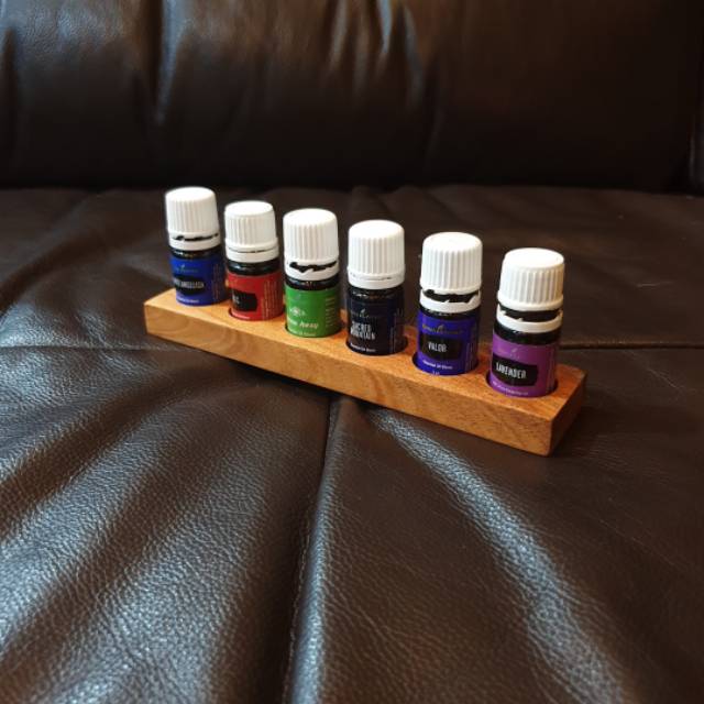 Jual Eco-M wood essential oil rack holder 6 15ml / rak kayu tempat oil ...