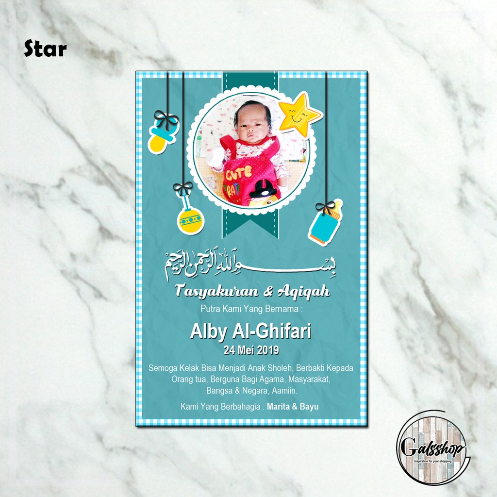 Jual Kartu Aqiqah / Tasyakuran Card / Stiker Aqiqah Star | Shopee Indonesia