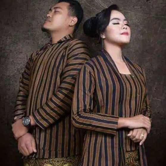 Jual Baju Lurik Couple Surjan Kebaya Lurik Couple Lurik Sarimbit Baju Jawa Couple Baju Preweding 