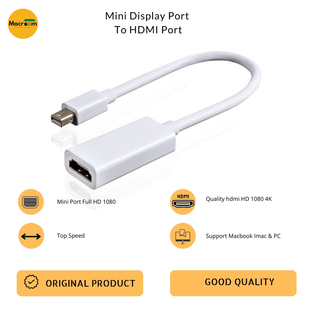 CONVERTER MINI DISPLAY PORT TO HDMI MACBOOK PRO MAC AIR 2010 2011 2012