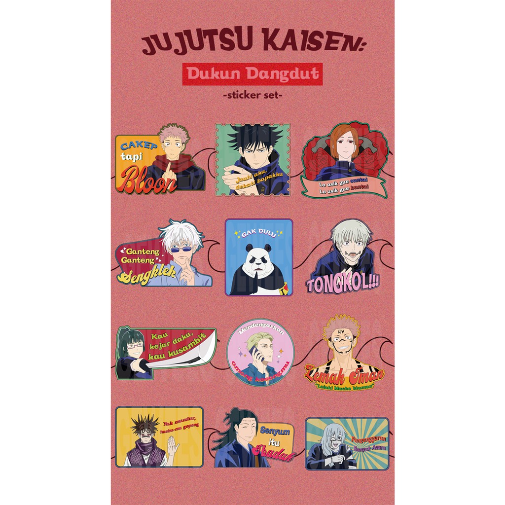Jual Jujutsu Kaisen Dukun Dangdut sticker set | Shopee Indonesia