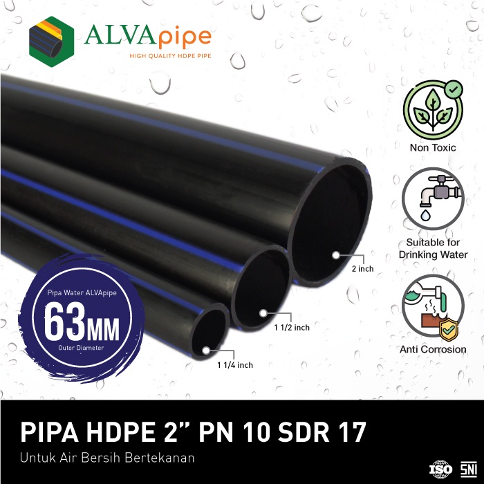 Jual ALVApipe Pipa HDPE 2 Inch (63 mm) PN 10 SDR 17 Pipa Irigasi ...