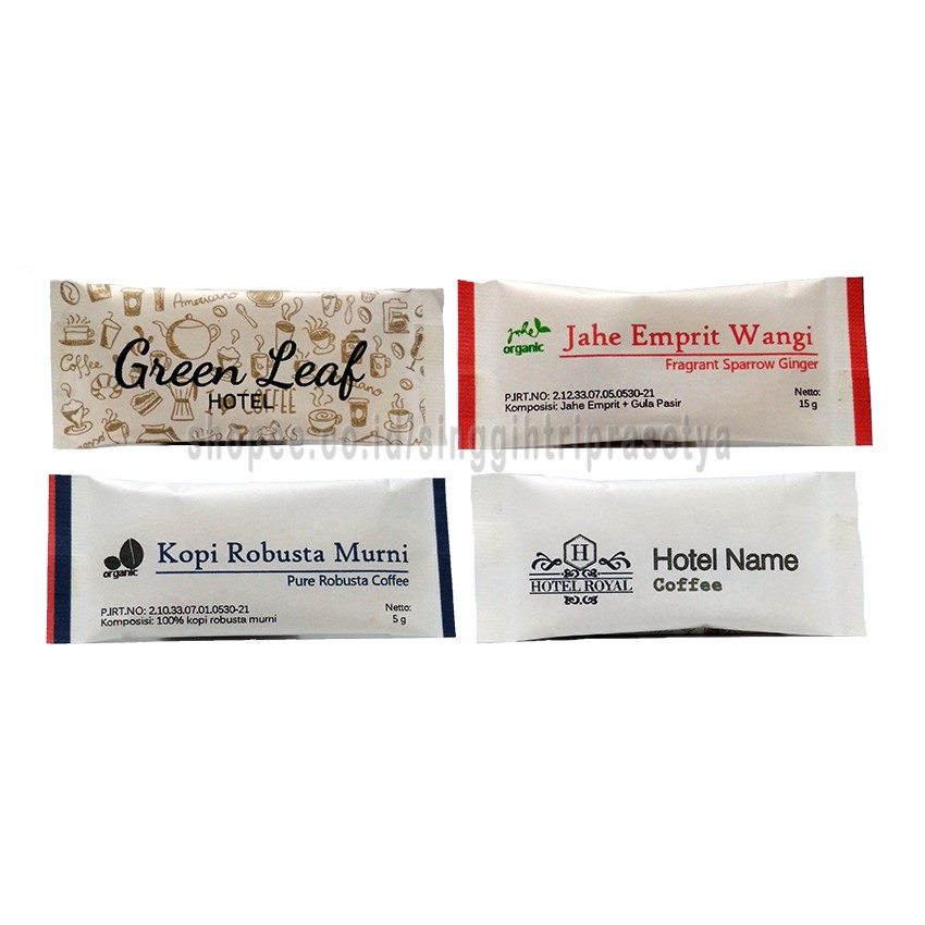 Jual Custom Brand Kemasan Kertas Sachet Hotel Untuk Gula Kopi Coklat
