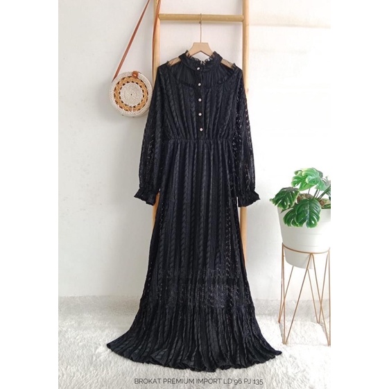 Jual Gamis Brukat, Import, Premium, Lengan Panjang, LD 100 cm, PB 136