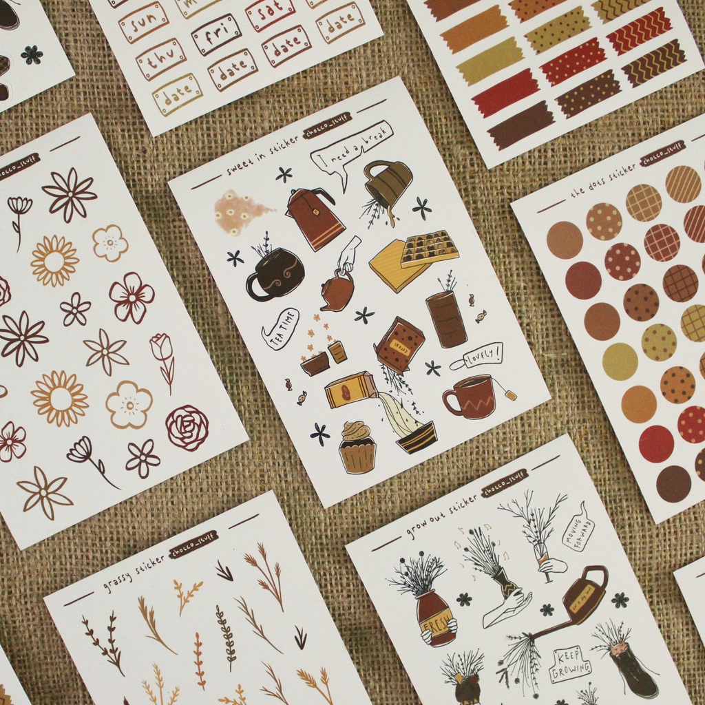 Jual Chocco Stuff Decorative Sticker Sheet / Stiker Pack (for Journal ...