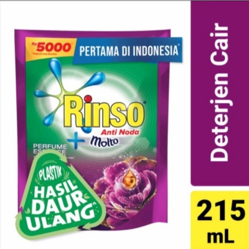 Jual Rinso Molto Deterjen Cair Kemasan Daur Ulang Perfume Essence 215 ...