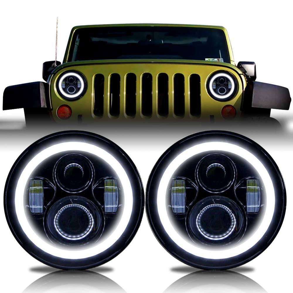 Jual Headlamp Lampu Besar LED 7 Inch 50Watt Model JW Speaker Jeep CJ7