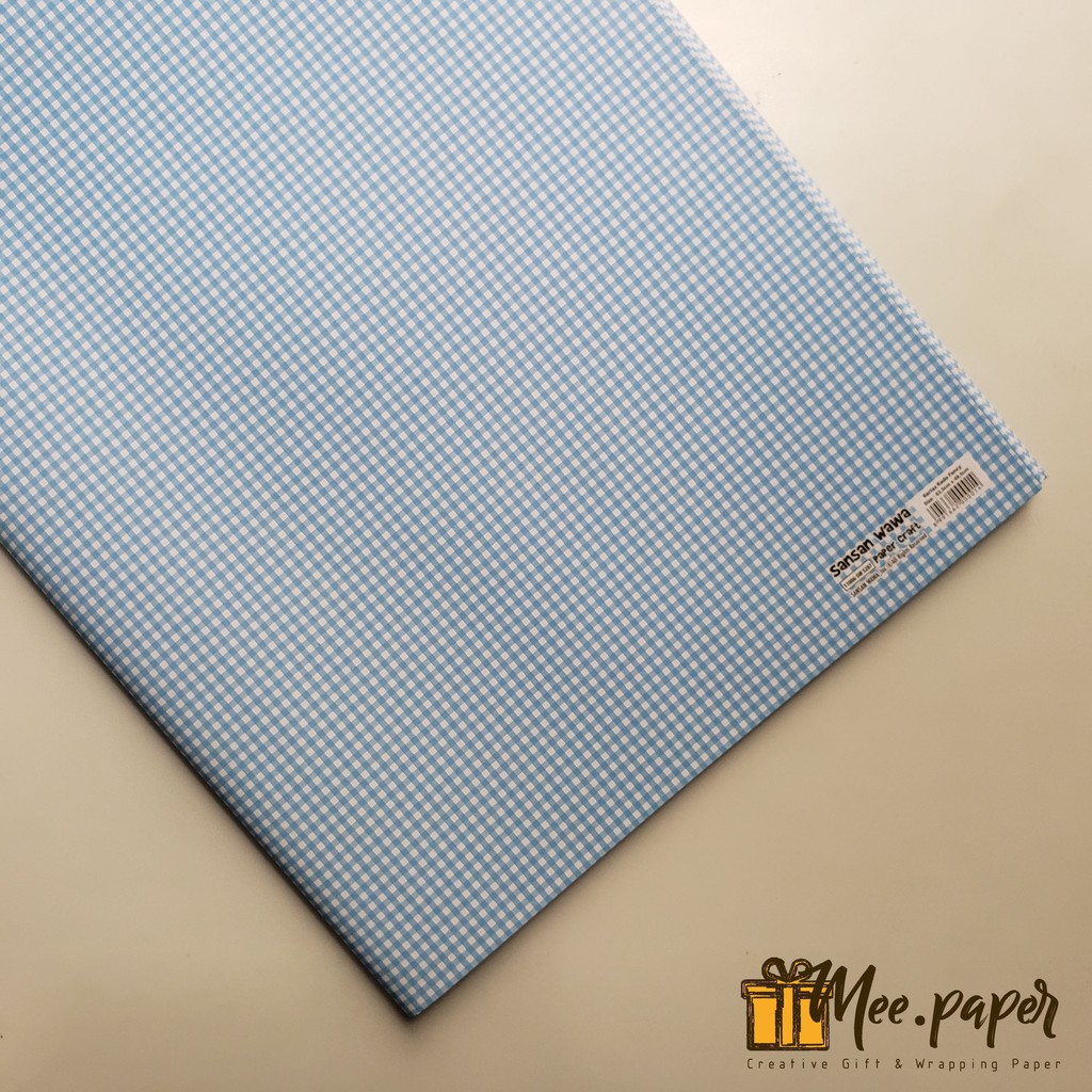 Jual Kertas Kado Sansan Wawa Motif Kotak Kotak 13 Small Blue Bungkus Wrapping Paper 1456