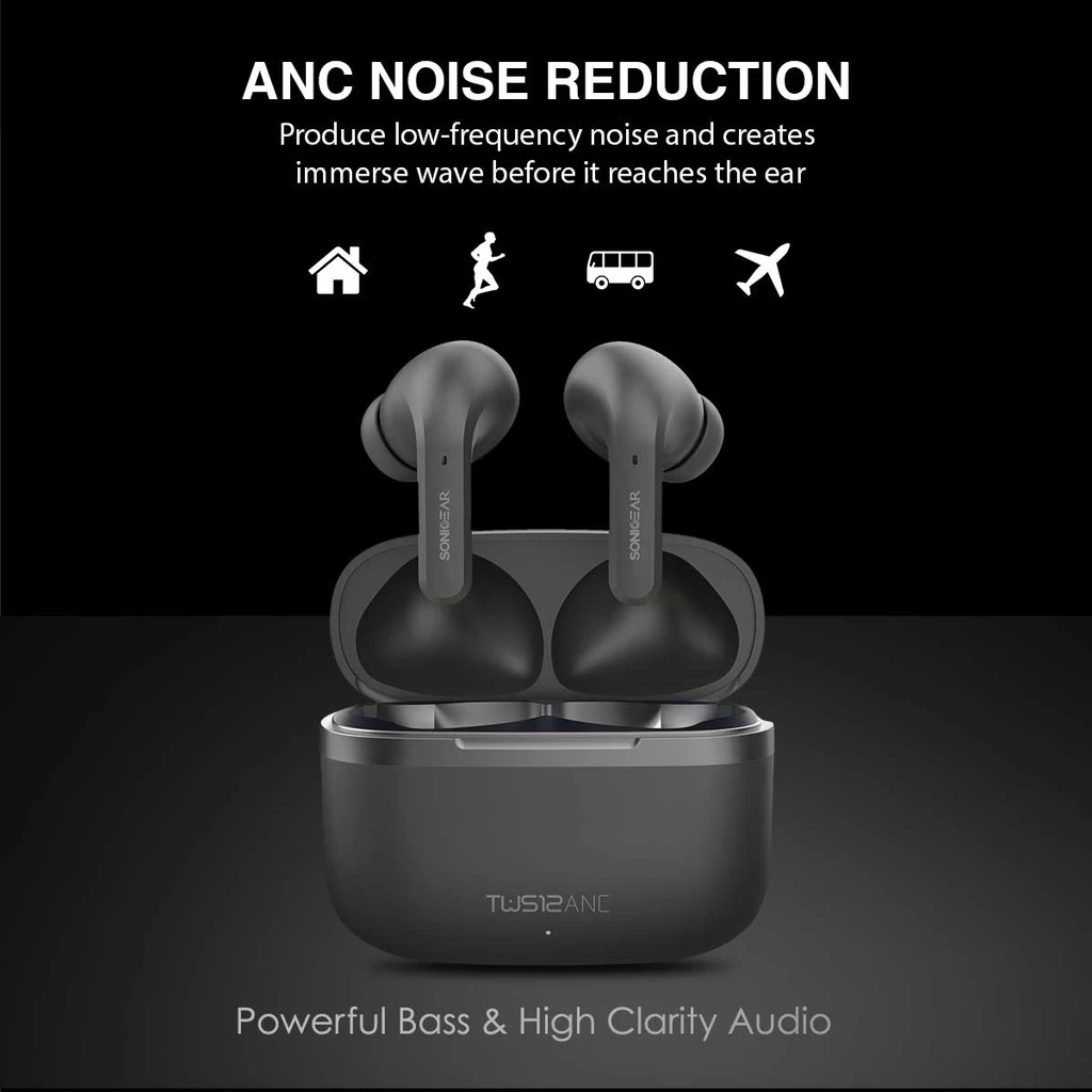 Earphone Bluetooth TWS ANC Sonicgear TWS 12 | 32 Hour Play Time | Powerful Bass