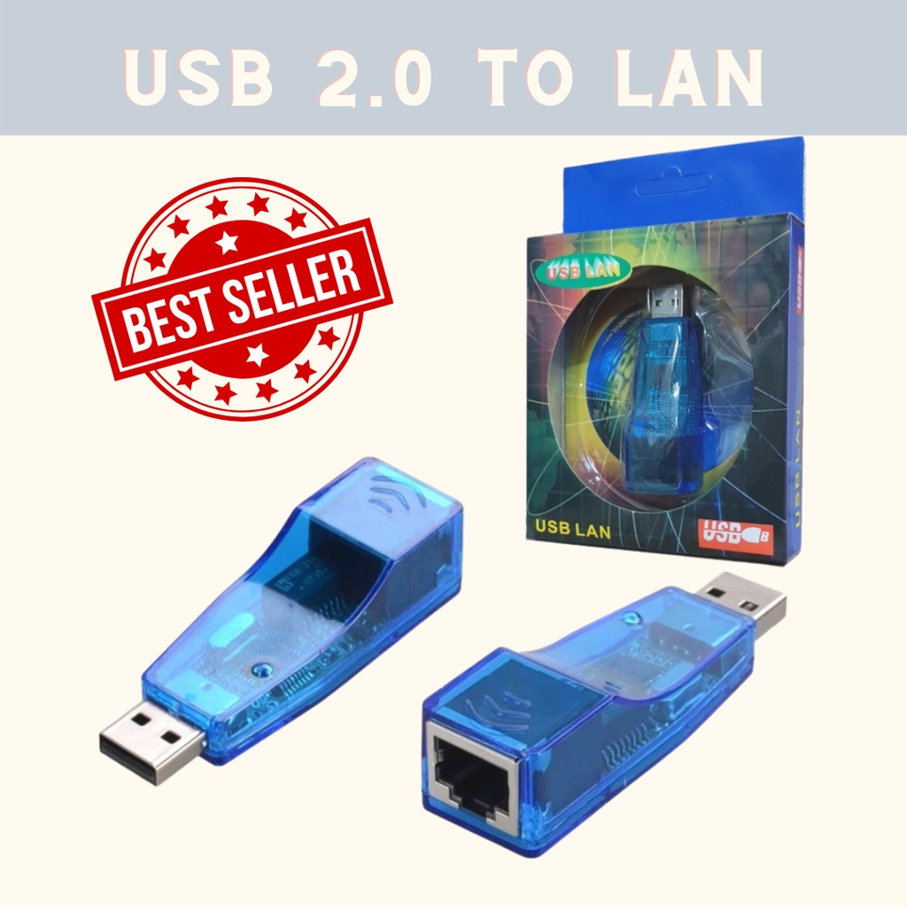 Jual USB to LAN - USB Ethernet Adapter - BIRU / Converter Adapter Usb 2