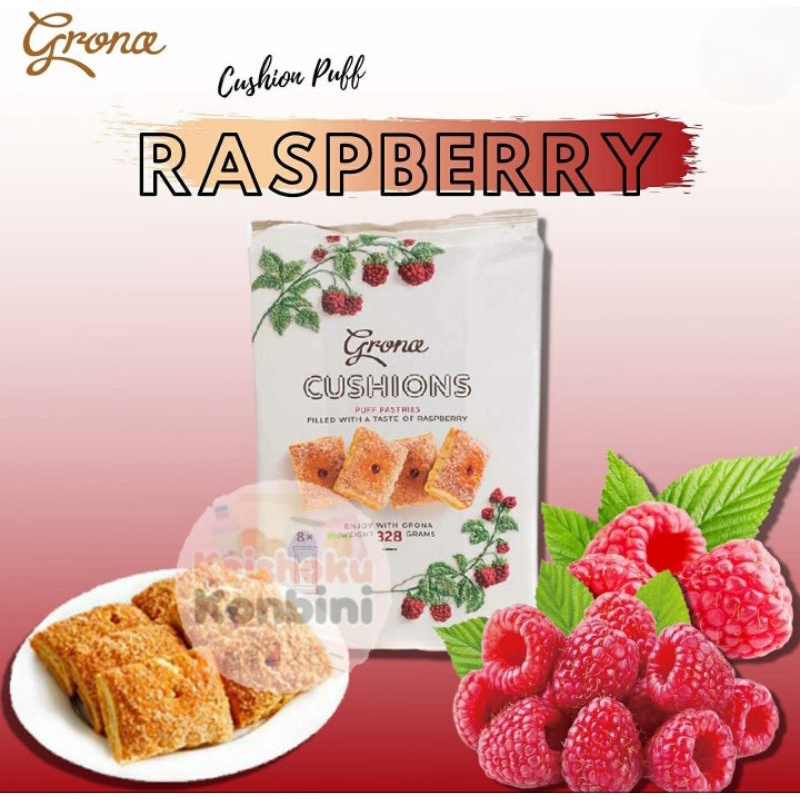 Jual Grona Cushion Puff Pastries Filled Raspberry 328gr / biskuit impor ...