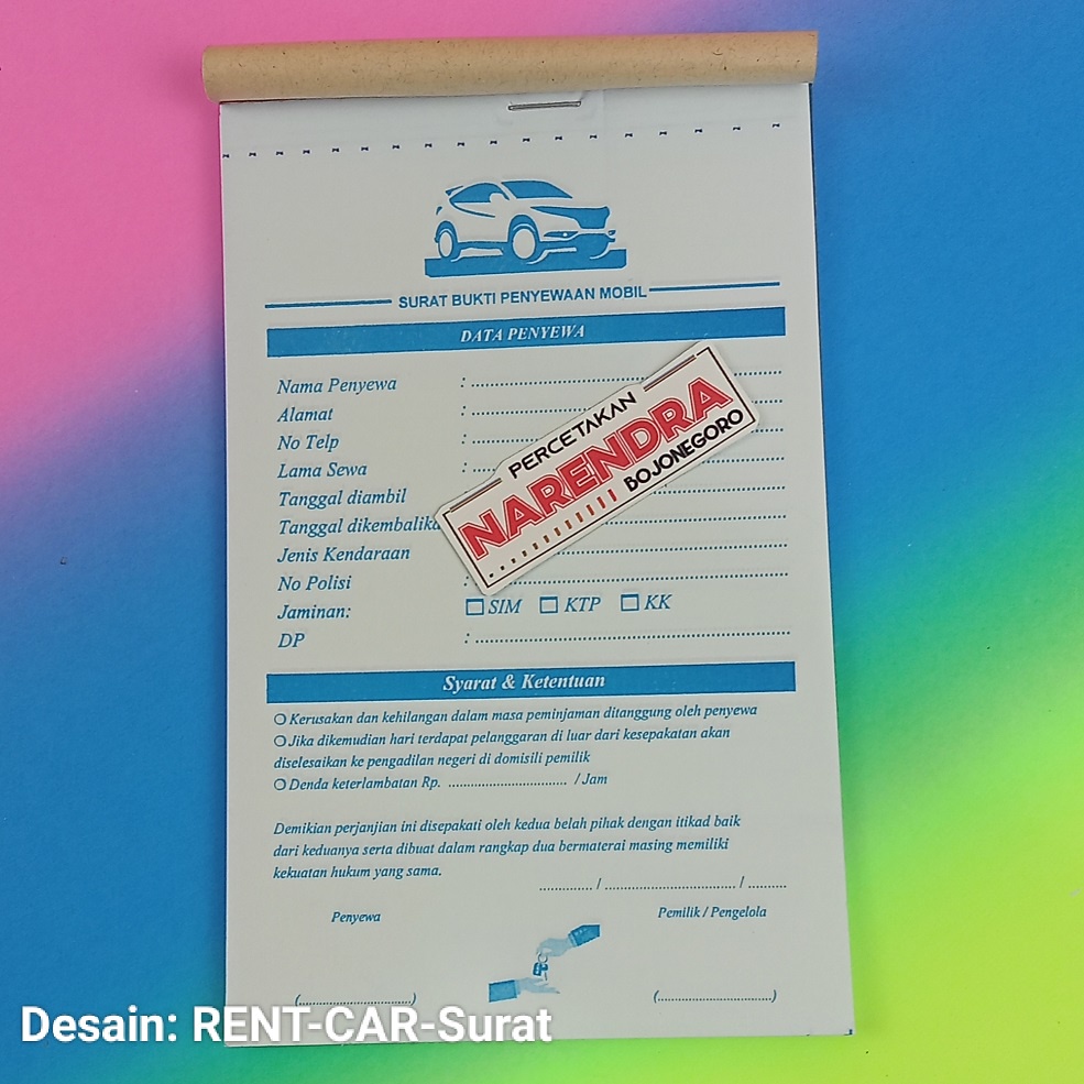Jual Nota Sewa Rental Mobil & Motor isi 50 2 Rangkap - siap kirim ...