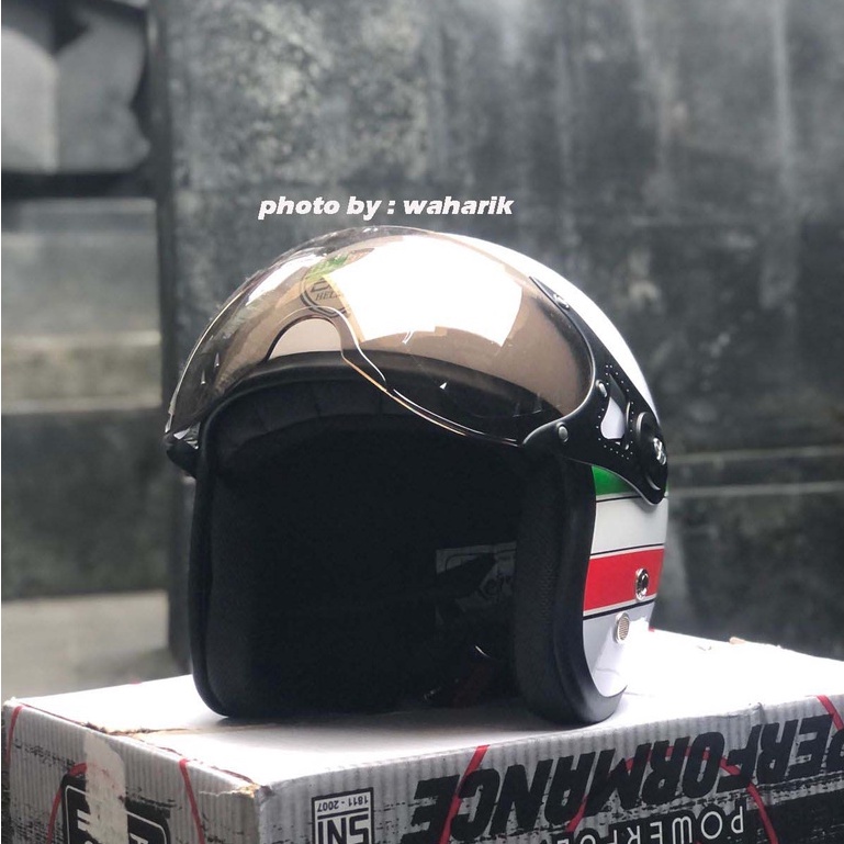 Jual helm vespa retro italian motorcycle custom + visor | Shopee Indonesia