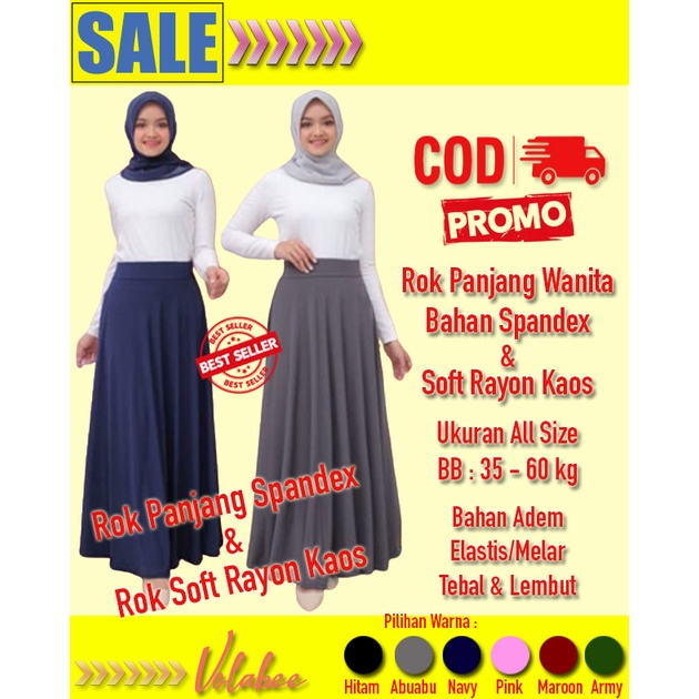 Jual Rok Murah Rok Wanita Panjang Bahan Spandex dan Soft Rayon Kaos ...