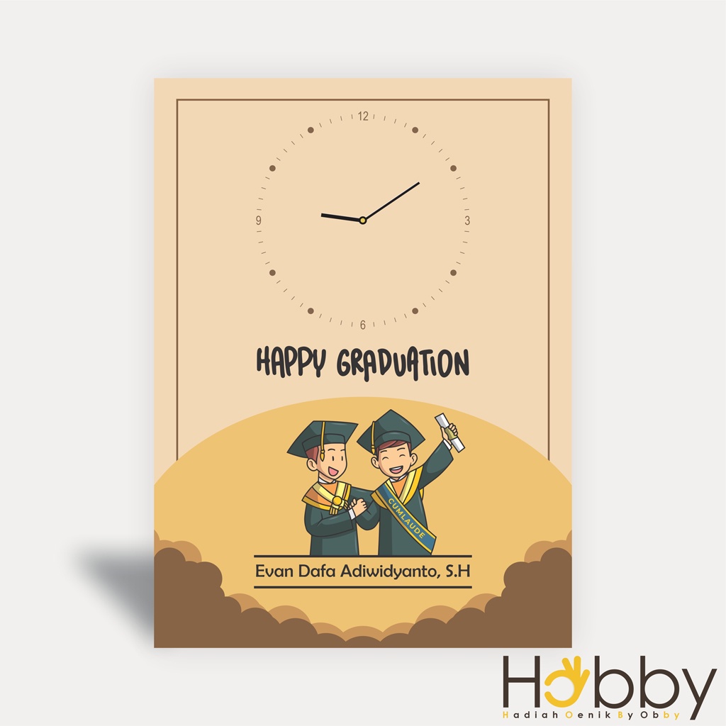Jual JAM DINDING CUSTOM KAYU NAMA CARTOON HADIAH WISUDA UNIK GIFT ...