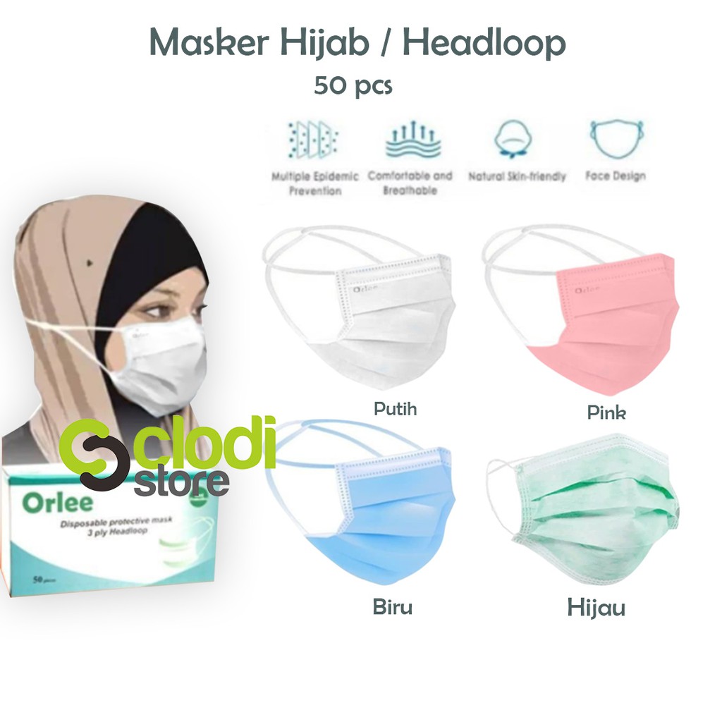 Jual Masker Headloop Hijab Ply Ply Face Mask Anti Virus Box Isi Pcs Orlee Kemenkes Green