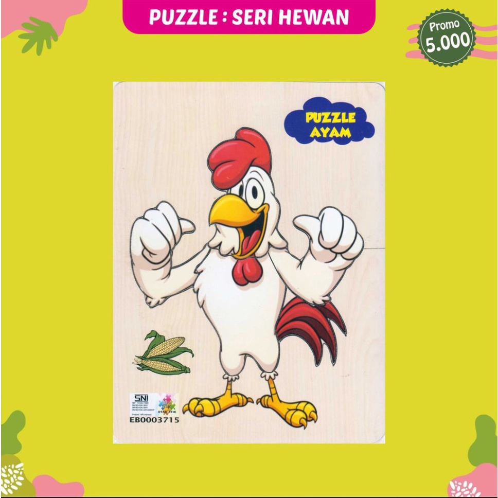 Jual Puzzle Kayu Mainan Edukasi Untuk Anak Seri Hewan Kura Sapi Unta ...