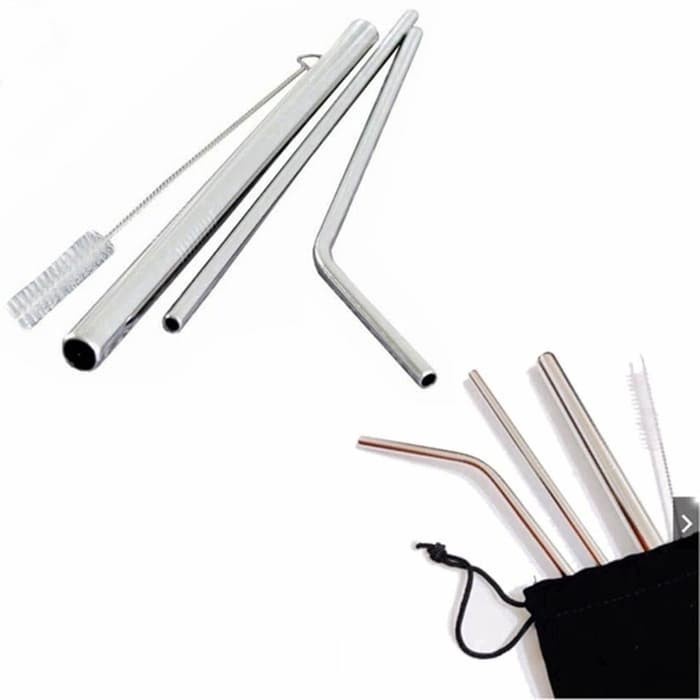 Jual Sedotan Stainless Set In Pouch Sedotan Minuman Stainless In Reusable Straw Set