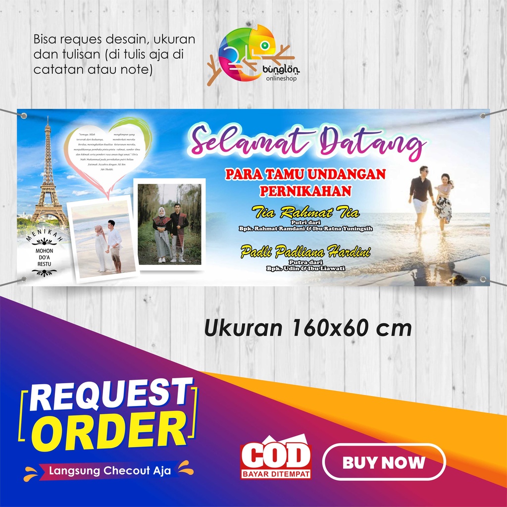 Jual Spanduk Banner Selamat Datang Pernikahan, Tamu Undangan, Keren