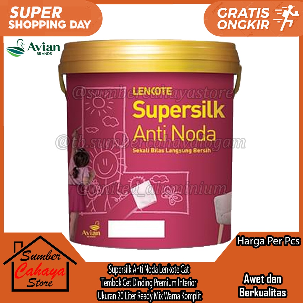 Jual Supersilk Anti Noda Lenkote Cat Tembok Premium Interior Ukuran