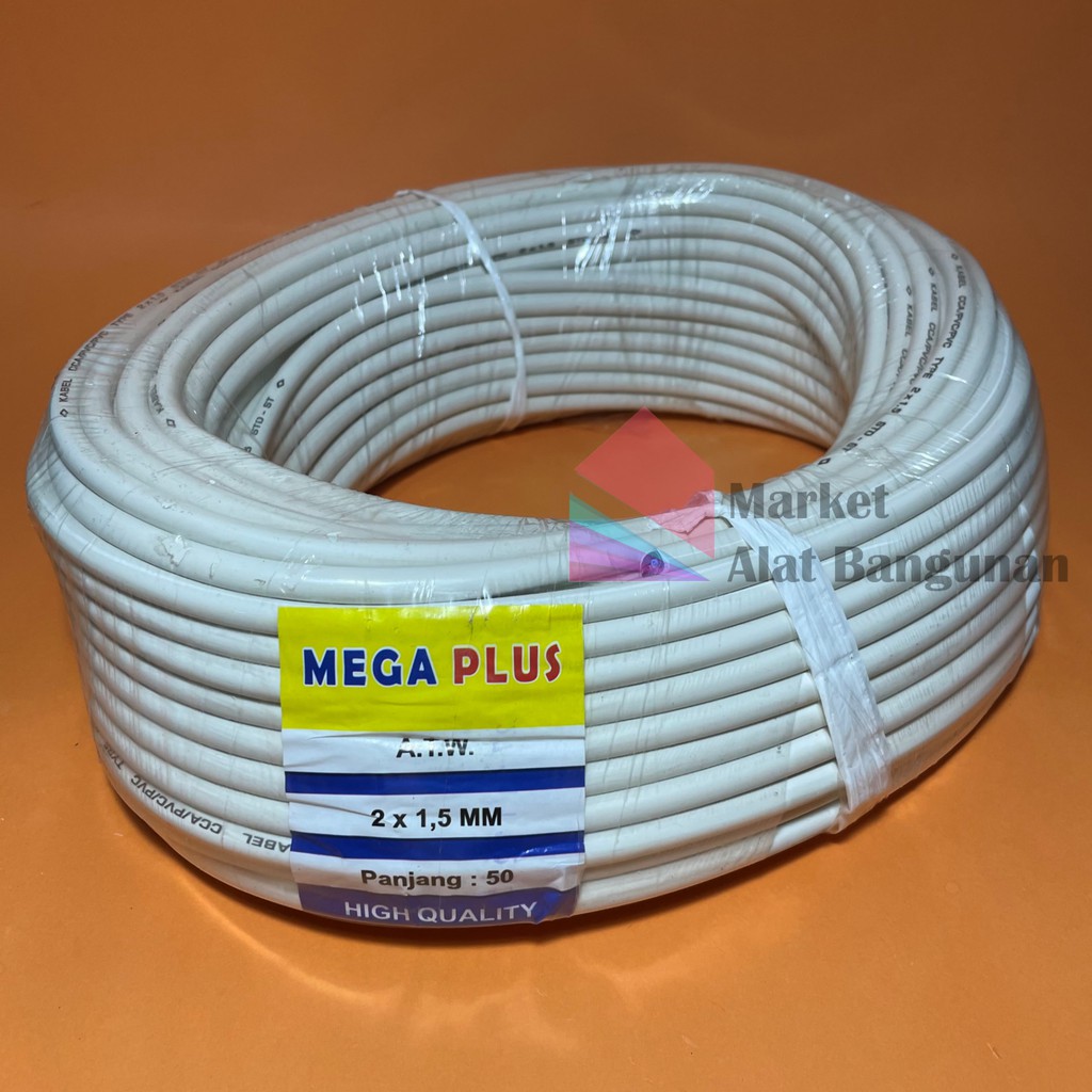 Jual Kabel 2 X 1,5 MM 50 Meter MEGA PLUS / Kabel Listrik 2 X 1 1/2 50 MTR / Kabel Audio | Shopee ...