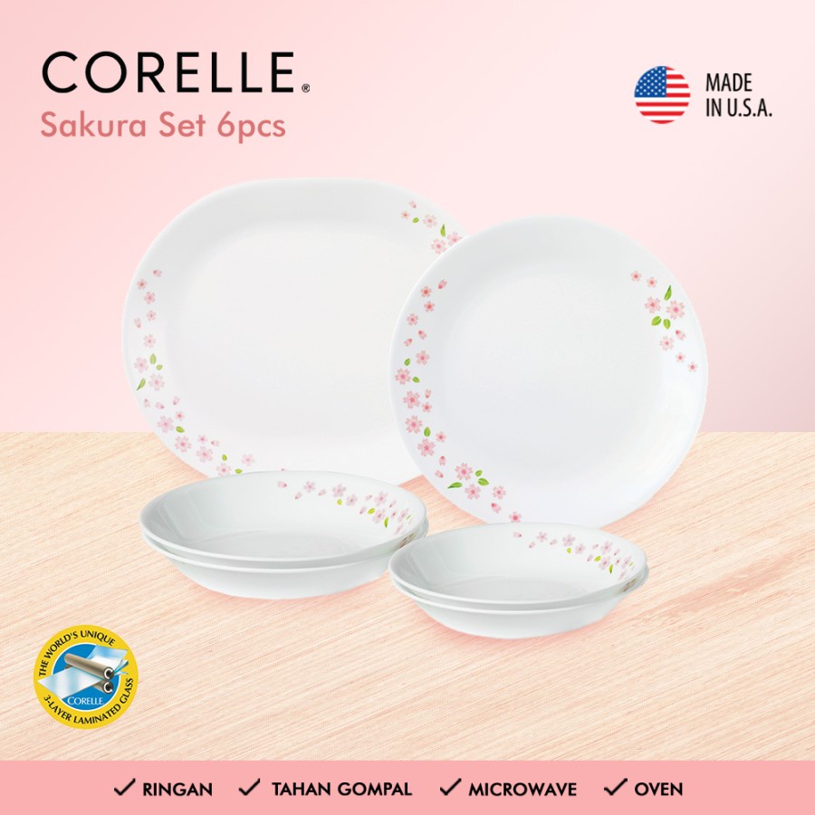 Jual Corelle Sakura Serving Set Piring Makan 6pcs Shopee Indonesia