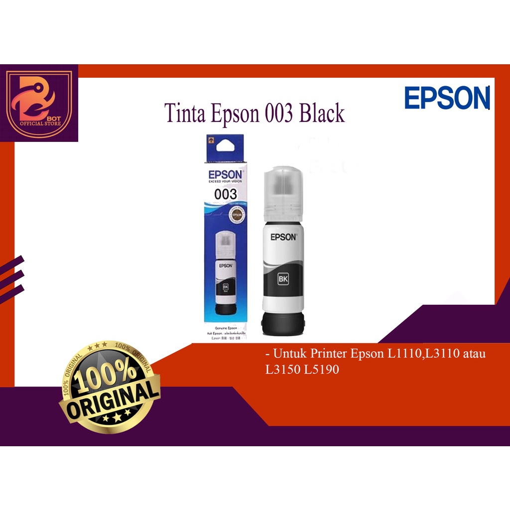 Jual Tinta Epson 003 Original Printer Black Cyan Magenta Yellow L1110 L3110 L3116 L3150 L3156 7916