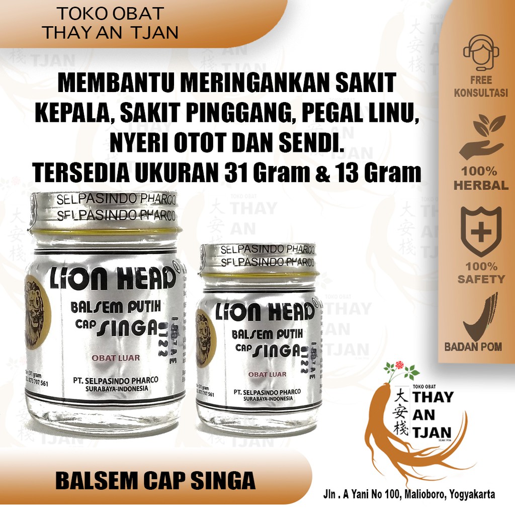 Jual BALSEM CAP SINGA BALSEM LION HEAD UKURAN 31 GRAM DAN 13 GRAM
