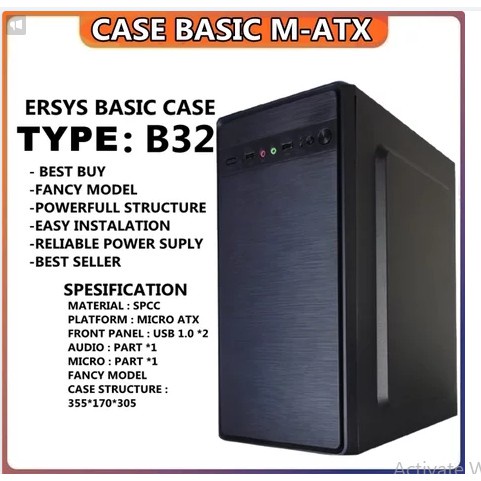 Jual Casing CPU Standard Ersys Basic M-ATX with PSU 500W | Shopee Indonesia