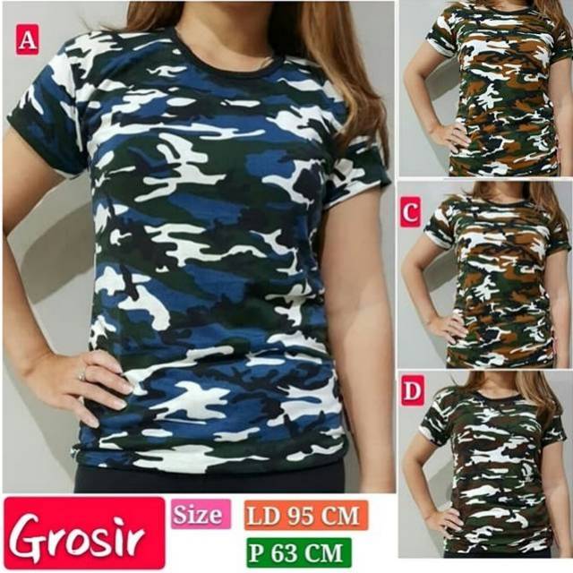 Jual Kaos Army Wanita Tentara Loreng Baju Armi Cewek Lengan Pendek Size