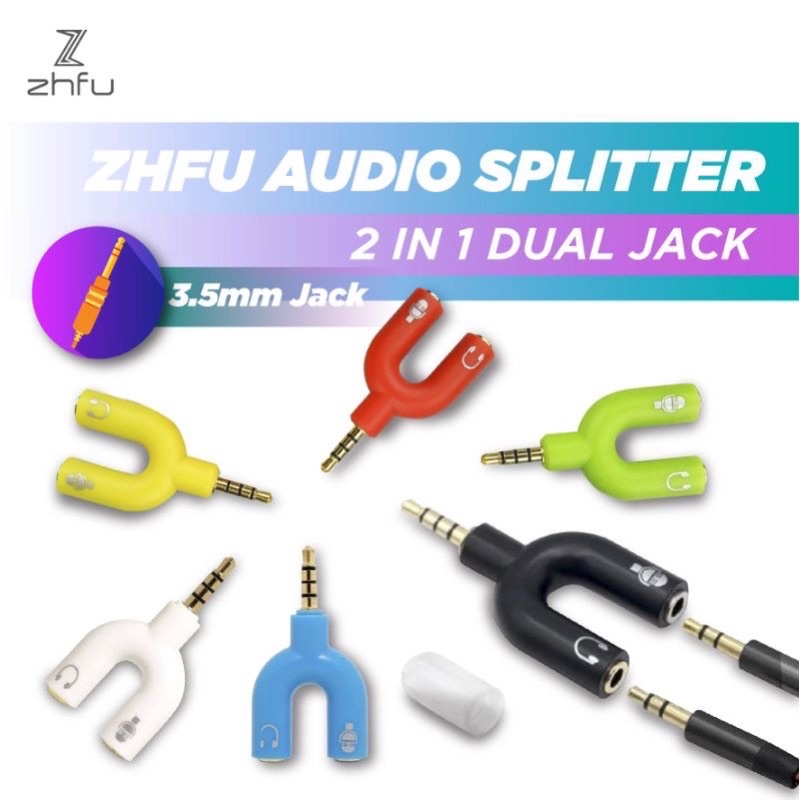 Jual Splitter U 2 in 1 Audio Splitter With Audio Jack 3.5Mm To Dual ...