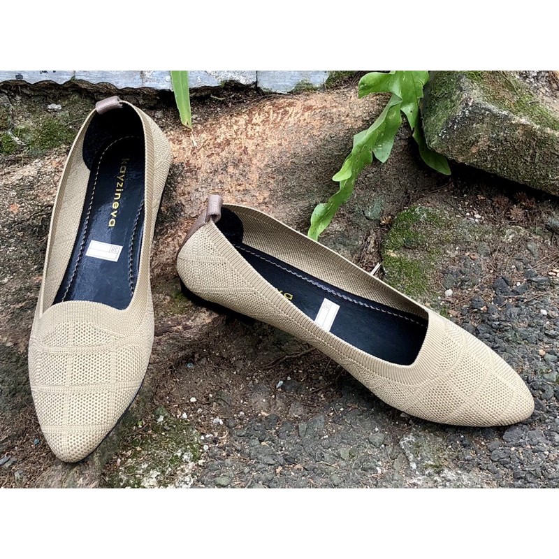 Jual KAYZINEVA | CC19 Sepatu Wanita Rajut Premium Flat Ujung Lancip ...