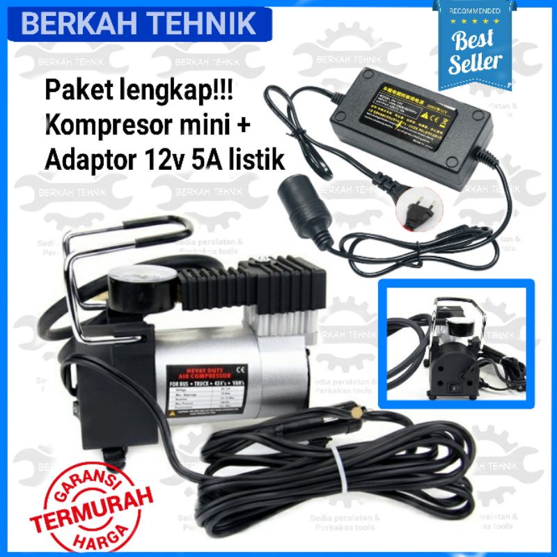 Jual Paket Lengkap Compressor Mini Listrik Portable Pompa Angin Ban ...