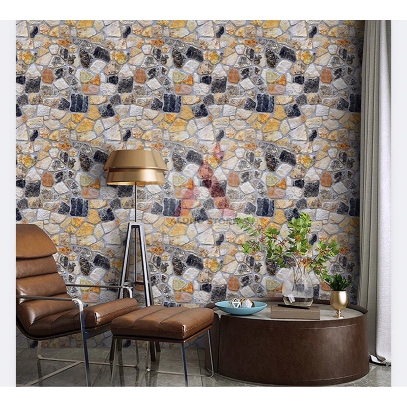 Jual Walpaper Sticker Dinding Motif Batu Kali 8m x 45cm | Shopee Indonesia